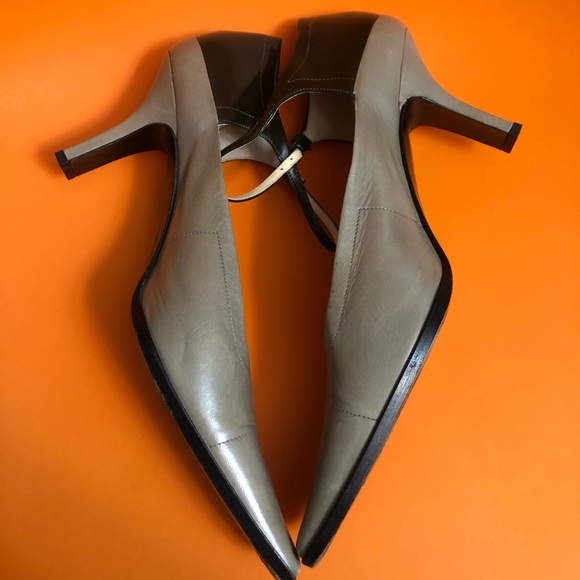 Prada 2000s Square Toe Heels Y2K gray leather - Picture 7 of 16